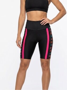 Goldsheep High Waist Biker Shorts Black Pink Multicolor Logo Athletic Size S USA
